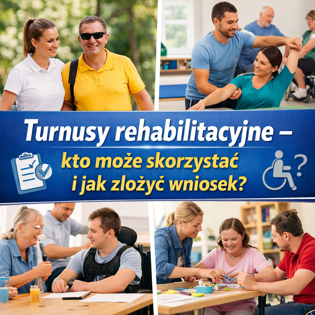grafika przedstawiająca zdjęcia osób na turnusie rehabilitacyjnym